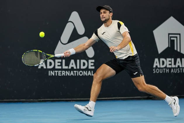 January 15, 2026, Adelaide, South Australia, Australia: ALEKSANDER VUKIC of Australia in action during his quarter final match against T. PAUL of USA, during the 2026 Adelaide International Tennis Tournament Adelaide Australia - ZUMAw216 20260115_zsp_w216_144 Copyright: xMarkxWilloughbyx