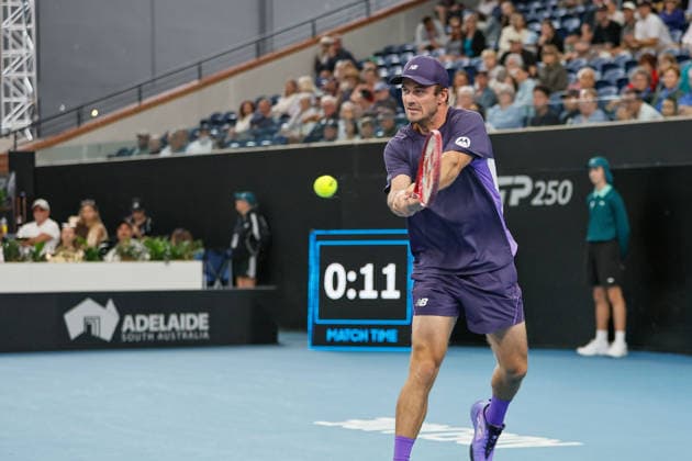 January 15, 2026, Adelaide, South Australia, Australia: TOMMY PAUL of USA in action during his quarter final win over A. VUKIC of Australia 6:3, 6:2, during the 2026 Adelaide International Tennis Tournament Adelaide Australia - ZUMAw216 20260115_zsp_w216_156 Copyright: xMarkxWilloughbyx