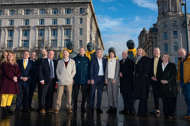 Tour de France 2027 Grand DÃ part Picture by Alex Whitehead SWpix.com - 15 01 2026 - Cycling - Tour de France 2027 Grand DÃ part - Liverpool Pier Head, Liverpool, England - General Director of the Tour de France Christian Prudhomme, British cycling legend Chris Boardman, Grand Depart GB Managing Director Paul Bush, Esther Britten of UK Mayor of the Liverpool City Region Steve Rotheram and dignitaries from Liverpool City Council and Liverpool City Region Combined Authority pictured with The Beatles statue at the Pier Head on Liverpool™s waterfront. The Grand Depart of the Tour de France 2027 and The Grand Depart of the Tour de France Femmes avec Zwift 2027. Both Races will start in the United Kingdom and visit Scotland, Wales and England - ALL IMAGES www.SWpix.com ( Photography Hub Ltd ) from the SWpix.com photography archive - MANDATORY BYLINE PHOTO CREDIT to Photographers Name SWpix.com LeTourGB (strictly editorial use only - contact for commercial - simon@swpix.com) Liverpool Pier Head Liverpool England Copyright: x xSWpix.comx(t axPhotographyxHubxLtd)xAlexxWhitehead SWpix.comx SWP-3030-12256