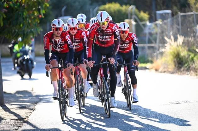 Lotto Intermarche Cycling Team Winter Training Camp 2026 L ALFAS DEL PI, SPAIN - JANUARY 15 : Artz Huub (NED) of Lotto Intermarche, Vaneeckhoutte Victor (BEL) of Devo Lotto Intermarche, Dolven Halvor (NOR) of Devo Lotto Intermarche, Imamura Shunsuke (JPN) of Devo Lotto Intermarche, Beullens Cedric (BEL) of Lotto Intermarche pictured during a training session at the Lotto Intermarche UCI World Team winter stage camp at the Albir Garden Resort Hotel as part of the preparation for the new 2026 season on January 15, 2026 in L Alfas del Pi, Spain, 15 01 2026 L Alfas del Pi Spain  Copyright: xVincentxKalutx