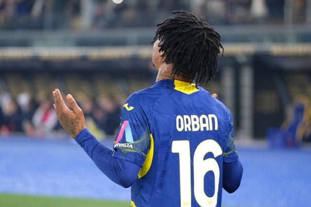 Gift Orban of Hellas Verona FC celebrates after scores a first goal of the match during the soccer match between Hellas Verona FC and Bologna FC, MD16 of Serie A Enilive Italian soccer championship 2025 2026 at Marcantonio Bentegodi Stadium on January 15, 2026, Verona, Italy.  Copyright: xRobertoxTommasini IPAxSportx xipa-agency.netx xx IPA_70106098 IPA_Agency_IPA70106098