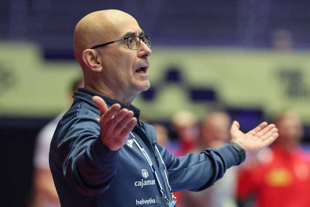 Spain Serbia, EHF EURO 2026 Coach Jordi Ribera Spain Handball EHF European Championship, International match between Spain and Serbia on January 15, 2026 in Herning Denmark , Herning Denmark Jyske Bank Boxing