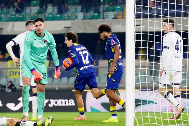 Bologna s Remo Freuler own goal during the Serie A soccer match between Hellas Verona and Bologna at the Bentegodi Stadium in Verona, north west Italy - Thursday , January 15 , 2026. - Soccer .  Copyright: xPaolaxGarbuio Lapressex