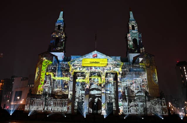 Tour de France 2027 Grand Depart Route Reveal Picture by Simon Wilkinson SWpix.com - 15 01 2026 - Cycling - Tour de France 2027 Grand Depart Route Reveal - Leeds, Yorkshire, England - A projection light show on the exterior of Leeds Civic Hall after the Tour de France 2027 Grand Depart Route Reveal with Leeds hosting the start of Stage 1 of the 2027 Tour de France Femmes avec Zwift Grand Depart The Grand Depart of the Tour de France 2027 and The Grand Depart of the Tour de France Femmes avec Zwift 2027. Both Races will start in the United Kingdom and visit Scotland, Wales and England - ALL IMAGES www.SWpix.com ( Photography Hub Ltd ) from the SWpix.com photography archive - MANDATORY BYLINE PHOTO CREDIT to Photographers Name SWpix.com LeTourGB (strictly editorial use only - contact for commercial - simon@swpix.com) Copyright: x xSWpix.comx(t axPhotographyxHubxLtd)xSimonxWilkinson SWpix.comx SWP-3163-0291
