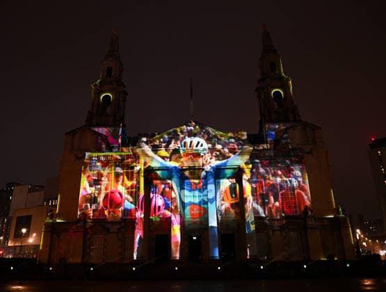 Tour de France 2027 Grand Depart Route Reveal Picture by Simon Wilkinson SWpix.com - 15 01 2026 - Cycling - Tour de France 2027 Grand Depart Route Reveal - Leeds, Yorkshire, England - A projection light show on the exterior of Leeds Civic Hall after the Tour de France 2027 Grand Depart Route Reveal with Leeds hosting the start of Stage 1 of the 2027 Tour de France Femmes avec Zwift Grand Depart The Grand Depart of the Tour de France 2027 and The Grand Depart of the Tour de France Femmes avec Zwift 2027. Both Races will start in the United Kingdom and visit Scotland, Wales and England - ALL IMAGES www.SWpix.com ( Photography Hub Ltd ) from the SWpix.com photography archive - MANDATORY BYLINE PHOTO CREDIT to Photographers Name SWpix.com LeTourGB (strictly editorial use only - contact for commercial - simon@swpix.com) Copyright: x xSWpix.comx(t axPhotographyxHubxLtd)xSimonxWilkinson SWpix.comx SWP-3163-0292