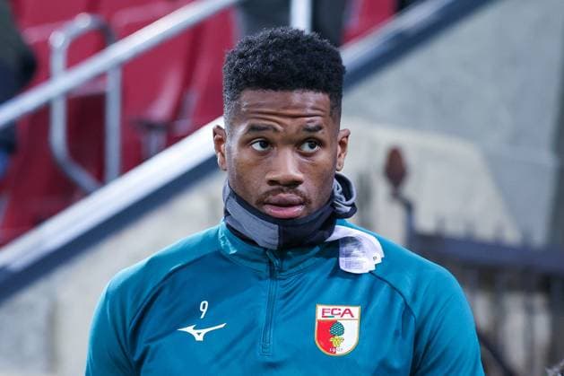 Samuel Essende 9 FC Augsburg , FC Augsburg vs 1 FC Union Berlin, Football, Men, Bundesliga, Season 2025 2026, First round, 17 Matchday, 15 01 2026 DFB regulations prohibit any use of photographs as image sequences and or quasi video Augsburg Bayern Germany Copyright: xkolbert-press MartinxAgüerax