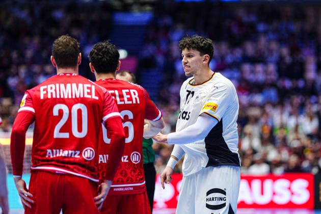 Trouble between Elias Kofler Austria, 66 and Marko Grgic Germany, 71 DEN, Germany vs Austria, Handball, EHF European Championship 2026, Group A, Matchday 1, 15 01 2026 DEN, Germany vs Austria, Handball, EHF European Championship 2026, Group A, Matchday 1, 15 01 2026 Herning Copyright: xEibner-Pressefoto MarcelxvonxFehrnx EP_MFN