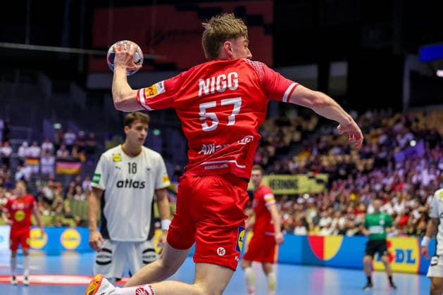 15 01 2026, Handball, Men s EHF EURO 2026, Germany Austria, Jyske Bank Boxen in Herning, Denmark, Preliminary Round Jakob Nigg Austria 57 Denmark