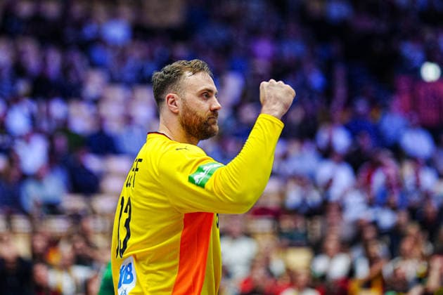 Cheering after Andreas Wolffs save Germany, 33 DEN, Germany vs. Austria, Handball, EHF European Championship 2026, Group A, Matchday 1, 15 01 2026 DEN, Germany vs. Austria, Handball, EHF European Championship 2026, Group A, Matchday 1, 15 01 2026 Herning Copyright: xEibner-Pressefoto MarcelxvonxFehrnx EP_MFN