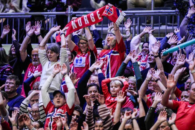 European Handball Championship, Norway Ukraine Baerum 20260115 Norwegian supporters during the European Championship handball match between Norway and Ukraine in Unity arena Photo Stian Lysberg Solum NTB Baerum Norway EDITORIAL USE ONLY RESTRICTED USE FOR BETTING COMPANIES  Copyright: xStianxLysbergxSolumx xNTBx