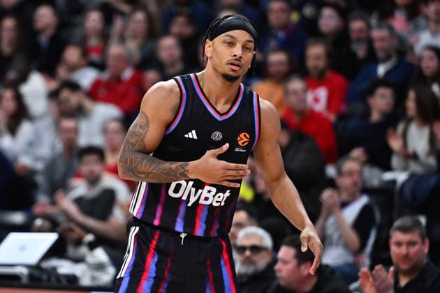 BASKET : Paris Basket vs AS Monaco - Euroleague - 15 01 2026 JUSTIN ROBINSON ( 5 - Paris Basket ) reacts during the Euroleague match between Paris Basketball and AS Monaco at Adidas Arena on January 15, 2026 in Paris, France. ( Photo by Federico Pestellini PSNewz ) - ParisFrance  Copyright: xFedericoxPestellinix