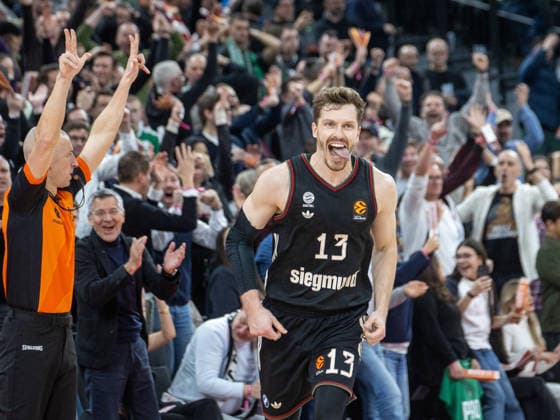 Enthusiastic Bayerns 13 Andreas OBST Basketball Bayern Panathinaikos Athens Euroleague, FC Bayern Basketball Panathinaikos AKTOR Athens, round 22, season 2025 2026, on 15 01 2026 in Munich, S A P G A R D E N, Germany Source Copyright Credit Oryk HAIST xBASKETBALL-BAYERN-PANTHINAIKOSx