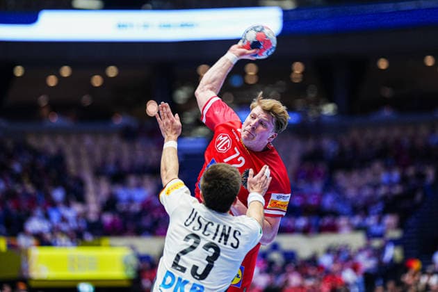 Throw Goal Lukas Hutecek Austria, 72 DEN, Germany vs Austria, Handball, EHF European Championship 2026, Group A, Matchday 1, 15 01 2026 DEN, Germany vs Austria, Handball, EHF European Championship 2026, Group A, Matchday 1, 15 01 2026 Herning Copyright: xEibner-Pressefoto MarcelxvonxFehrnx EP_MFN
