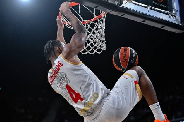 BASKET : Paris Basket vs AS Monaco - Euroleague - 15 01 2026 Jaron Blossomgame ( 4 - Monaco ) during the Euroleague match between Paris Basketball and AS Monaco at Adidas Arena on January 15, 2026 in Paris, France. ( Photo by Federico Pestellini PSNewz ) - ParisFrance  Copyright: xFedericoxPestellinix