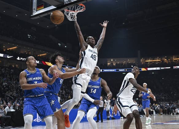 NBA, Basketball Herren, USA Berlin 2026: Orlando Magic v Memphis Grizzlies BERLIN, GERMANY – JANUARY 15: GG Jackson (45) of Memphis Grizzlies in action during the NBA Berlin 2026 game between the Orlando Magic and the Memphis Grizzlies at Uber Arena in Berlin, Germany on January 15, 2026. Halil Sagirkaya Anadolu Berlin Germany. Editorial use only. Please get in touch for any other usage.  Copyright: x2026xAnadoluxHalilxSagirkayax