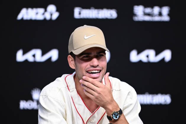 TENNIS AUSTRALIAN OPEN, Carlos Alcaraz of Spain during a press conference, PK, Pressekonferenz ahead of the Australian Open tennis tournament at Melbourne Park in Melbourne, Friday, January 16, 2026. ( NO ARCHIVING, EDITORIAL USE ONLY MELBOURNE VICTORIA AUSTRALIA  Copyright: xJOELxCARRETTx 20260116143960019631