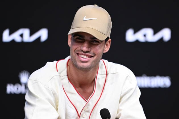 TENNIS AUSTRALIAN OPEN, Carlos Alcaraz of Spain during a press conference, PK, Pressekonferenz ahead of the Australian Open tennis tournament at Melbourne Park in Melbourne, Friday, January 16, 2026. ( NO ARCHIVING, EDITORIAL USE ONLY MELBOURNE VICTORIA AUSTRALIA  Copyright: xJOELxCARRETTx 20260116161073316523