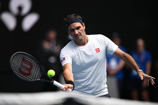 TENNIS AUSTRALIAN OPEN, Former Australian Open champion Roger Federer during a practice session with Casper Ruud of Norway ahead of the Australian Open tennis tournament at Melbourne Park in Melbourne, Friday, January 16, 2026. ( NO ARCHIVING, EDITORIAL USE ONLY MELBOURNE VICTORIA AUSTRALIA  Copyright: xJOELxCARRETTx 20260116151086228149