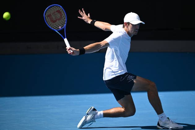 TENNIS AUSTRALIAN OPEN, Alex de Minaur of Australia during a practice session ahead of the Australian Open tennis tournament at Melbourne Park in Melbourne, Friday, January 16, 2026. ( NO ARCHIVING, EDITORIAL USE ONLY MELBOURNE VICTORIA AUSTRALIA  Copyright: xJOELxCARRETTx 20260116168223454571
