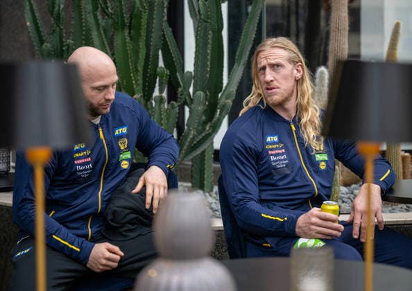 MALMÖ, SWEDEN 2026 01 16 Oscar Bergendahl and Mikael Appelgren at Friday s press conference with the Swedish national handball team at the Scandic Triangeln player hotel in Malmö ahead of the opening match of the European Handball Championship against the Netherlands MALMÖ SWEDEN x50090x  Copyright: xJohanxNilssonx xTTx SWEDEN PRESS MEETING HANDBALL EUROPEAN CHAMPIONSHIP MALMÖ