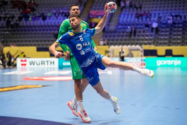 European Handball Championship, Slovenia Montenegro Baerum 20260116 Slovenias BlaÅ¾ Janc during the European Championship handball match between Slovenia and Montenegro in Unity arena Photo Cornelius Poppe NTB Baerum Norway EDITORIAL USE ONLY RESTRICTED USE FOR BETTING COMPANIES  Copyright: xCorneliusxPoppex xNTBx