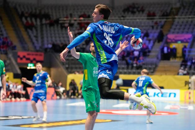 European Handball Championship, Slovenia Montenegro Baerum 20260116 Slovenia s Domen Makuc during the European Championship handball match between Slovenia and Montenegro in Unity arena Photo Cornelius Poppe NTB Baerum Norway EDITORIAL USE ONLY RESTRICTED USE FOR BETTING COMPANIES  Copyright: xCorneliusxPoppex xNTBx