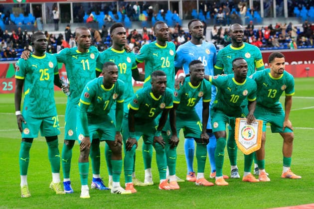 TANGER, MOROCCO - JANUARY 14: Edouard Mendy, Krepin Diatta, Kalidou Koulibaly, Moussa Niakhate, El Hadji Malick Diouf, Habib Diarra, Idrissa Gueye, Pape Gueye, Iliman Ndiaye, Nicolas Jackson, Sadio Mane, Senegal during the Africa Cup of Nations (AFCON) match between Senegal and Egypt at Stade Ibn-Batouta on January 14th in Tanger, Morocco. Photo by Vincent Kamto Copyright: xVincentxKAMTOx