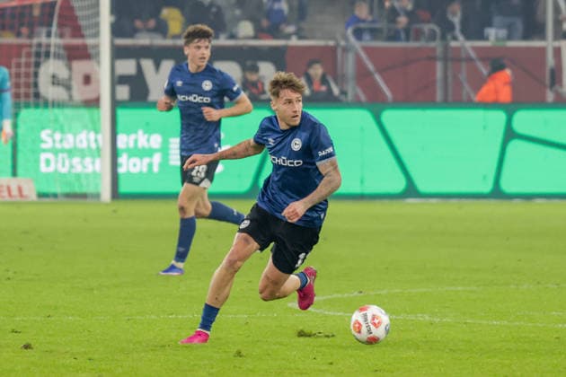 16 01 2026, xgrfx, Soccer 2 Bundesliga, Fortuna Duesseldorf Arminia Bielefeld v l Joel Grodowski Arminia Bielefeld DFL DFB REGULATIONS PROHIBIT ANY USE OF PHOTOGRAPHS as IMAGE SEQUENCES and or QUASI VIDEO Duesseldorf