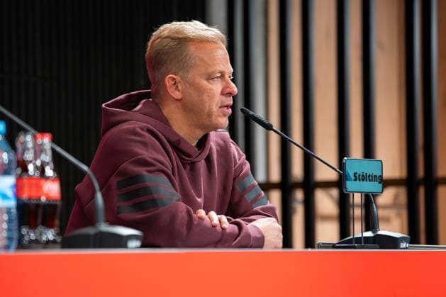 16 01 2026, xkkux, Fußball, Fortuna Düsseldorf Arminia Bielefeld, 2 Fußball Bundesliga, Merkur Spiel Arena, Saison 2025 2026 Head coach Markus Anfang Fortuna Düsseldorf hc at the press conference after the match DFB regulations prohibit any use of photographs as image sequences and or quasi video Nordrhein Westfalen Germany