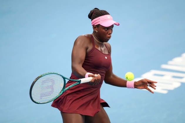 TENNIS ADELAIDE INTERNATIONAL, Victoria Mboko of Canada in her match against Mirra Andreeva during the Women™s singles Final Adelaide International at Memorial Drive Tennis Club in in Adelaide, Saturday, January 17, 2026. ( NO ARCHIVING, EDITORIAL USE ONLY ADELAIDE SOUTH AUSTRALIA AUSTRALIA  Copyright: xMATTxTURNERx 20260117187944763648