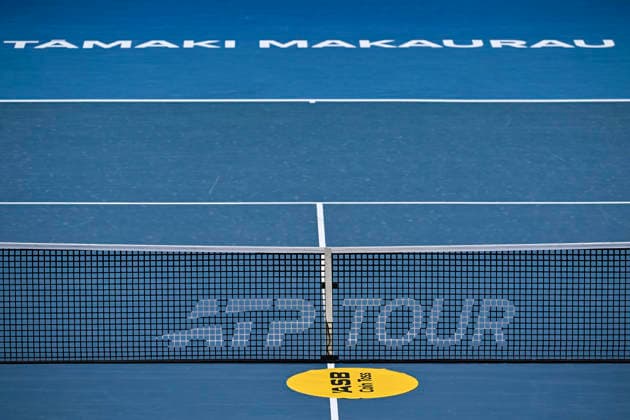 General view of court and signage in the Men s doubles final match of the ASB Classic Men™s ATP, Tennis Herren 250 tennis tournament at Manuka Doctor Arena, Auckland, New Zealand on Saturday 17 January 2026. Photo credit: Alan Lee Auckland New Zealand Copyright: xAlanxLeex xx