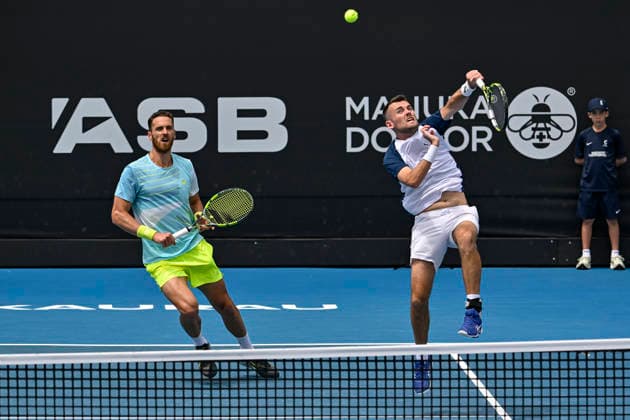 Theo Arribage (FRA) and Albano Olivetti (FRA) in the Men s doubles final match of the ASB Classic Men™s ATP, Tennis Herren 250 tennis tournament at Manuka Doctor Arena, Auckland, New Zealand on Saturday 17 January 2026. Photo credit: Alan Lee Auckland New Zealand Copyright: xAlanxLeex xx