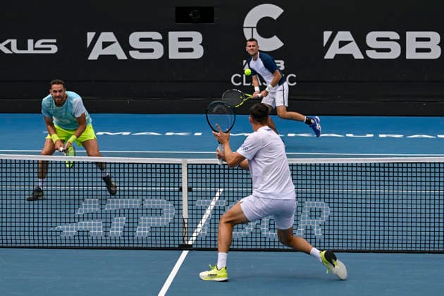 Theo Arribage (FRA) and Albano Olivetti (FRA) in the Men s doubles final match of the ASB Classic Men™s ATP, Tennis Herren 250 tennis tournament at Manuka Doctor Arena, Auckland, New Zealand on Saturday 17 January 2026. Photo credit: Alan Lee Auckland New Zealand Copyright: xAlanxLeex xx