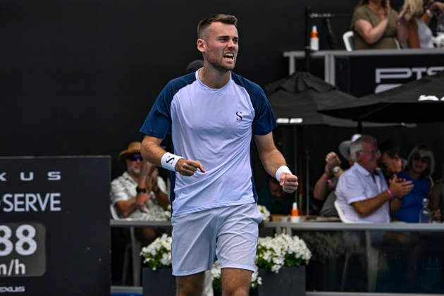Theo Arribage (FRA) celebrates winning the final against Alexander Erler (AUT) and Robert Galloway (USA) in the Men s doubles final match of the ASB Classic Men™s ATP, Tennis Herren 250 tennis tournament at Manuka Doctor Arena, Auckland, New Zealand on Saturday 17 January 2026. Photo credit: Alan Lee Auckland New Zealand Copyright: xAlanxLeex xx