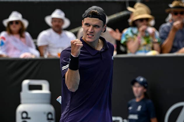 Jakub Mensik (CZE) celebrates a point in the Men s singles final match of the ASB Classic Men™s ATP, Tennis Herren 250 tennis tournament at Manuka Doctor Arena, Auckland, New Zealand on Saturday 17 January 2026. Photo credit: Alan Lee Auckland New Zealand Copyright: xAlanxLeex xx