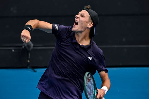 Jakub Mensik (CZE) celebrates winning the final against Sebastian Baez (ARG) in the Men s singles final match of the ASB Classic Men™s ATP, Tennis Herren 250 tennis tournament at Manuka Doctor Arena, Auckland, New Zealand on Saturday 17 January 2026. Photo credit: Alan Lee Auckland New Zealand Copyright: xAlanxLeex xx