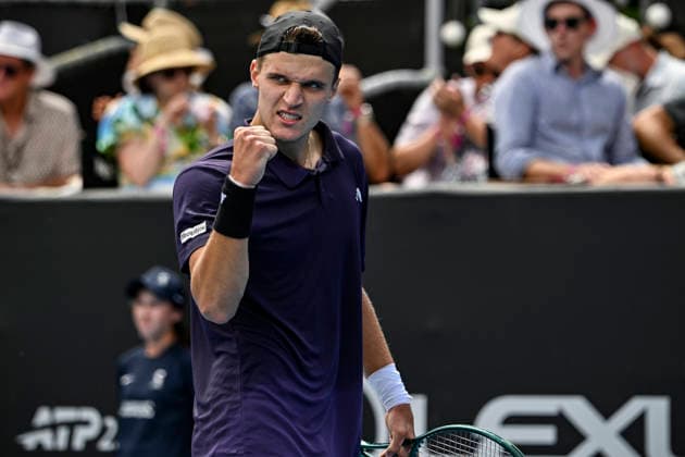 Jakub Mensik (CZE) celebrates a point in the Men s singles final match of the ASB Classic Men™s ATP, Tennis Herren 250 tennis tournament at Manuka Doctor Arena, Auckland, New Zealand on Saturday 17 January 2026. Photo credit: Alan Lee Auckland New Zealand Copyright: xAlanxLeex xx