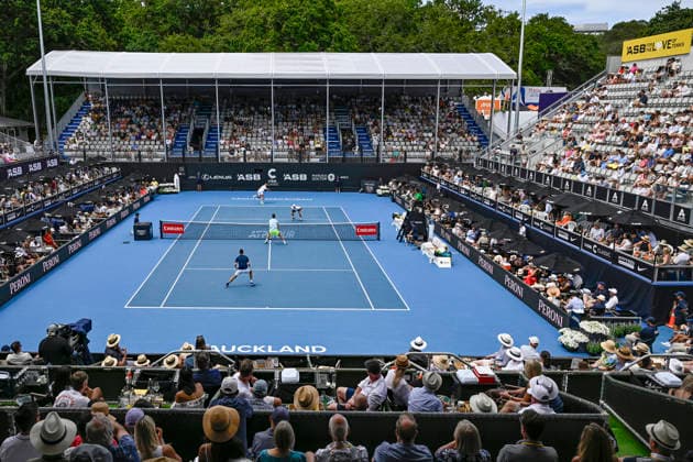 General view of fans, crowd and supporters watching the Men s doubles final match of the ASB Classic Men™s ATP, Tennis Herren 250 tennis tournament at Manuka Doctor Arena, Auckland, New Zealand on Saturday 17 January 2026. Photo credit: Alan Lee Auckland New Zealand Copyright: xAlanxLeex xx