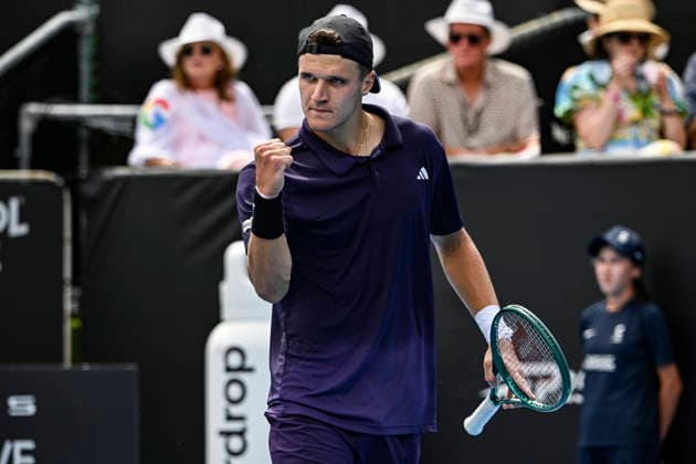 Jakub Mensik (CZE) celebrates a point in the Men s singles final match of the ASB Classic Men™s ATP, Tennis Herren 250 tennis tournament at Manuka Doctor Arena, Auckland, New Zealand on Saturday 17 January 2026. Photo credit: Alan Lee Auckland New Zealand Copyright: xAlanxLeex xx