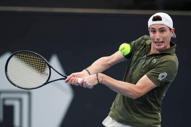 TENNIS ADELAIDE INTERNATIONAL, Ugo Humbert of France in his match against TomaÅ¡ MachaÄ of Czechia during the Men™s singles Final, Adelaide International at Memorial Drive Tennis Club in in Adelaide, Saturday, January 17, 2026. ( NO ARCHIVING, EDITORIAL USE ONLY ADELAIDE SOUTH AUSTRALIA AUSTRALIA  Copyright: xMATTxTURNERx 20260117116656493638