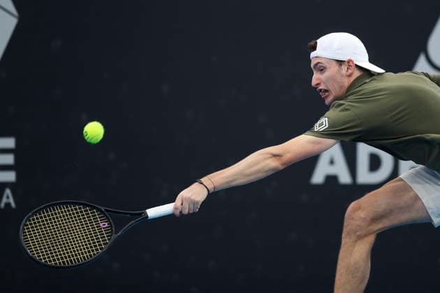 TENNIS ADELAIDE INTERNATIONAL, Ugo Humbert of France in his match against TomaÅ¡ MachaÄ of Czechia during the Men™s singles Final, Adelaide International at Memorial Drive Tennis Club in in Adelaide, Saturday, January 17, 2026. ( NO ARCHIVING, EDITORIAL USE ONLY ADELAIDE SOUTH AUSTRALIA AUSTRALIA  Copyright: xMATTxTURNERx 20260117180270818648