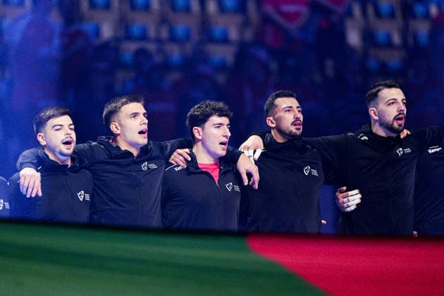 Portugal during national anthem DEN, Portugal vs Romania, Handball, EHF European Championship 2026, Group B, Matchday 1, 16 01 2026 DEN, Portugal vs Romania, Handball, EHF European Championship 2026, Group B, Matchday 1, 16 01 2026 Herning Copyright: xEibner-Pressefoto MarcelxvonxFehrnx EP_MFN