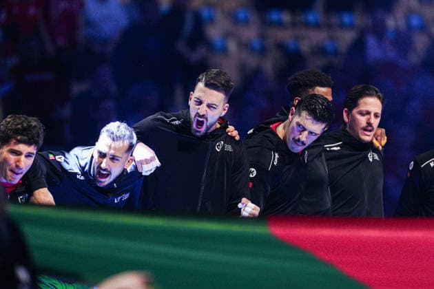 Portugal during national anthem DEN, Portugal vs Romania, Handball, EHF European Championship 2026, Group B, Matchday 1, 16 01 2026 DEN, Portugal vs Romania, Handball, EHF European Championship 2026, Group B, Matchday 1, 16 01 2026 Herning Copyright: xEibner-Pressefoto MarcelxvonxFehrnx EP_MFN