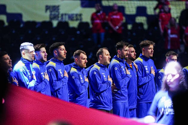 Romania during national anthem DEN, Portugal vs Romania, Handball, EHF European Championship 2026, Group B, Matchday 1, 16 01 2026 DEN, Portugal vs Romania, Handball, EHF European Championship 2026, Group B, Matchday 1, 16 01 2026 Herning Copyright: xEibner-Pressefoto MarcelxvonxFehrnx EP_MFN