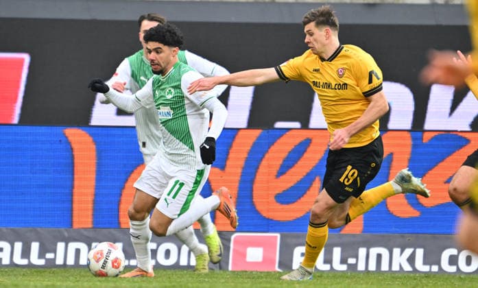 17 01 2026 Soccer Season 2025 2026 2 Soccer Bundesliga 18 Matchday SG Dynamo Dresden SGD SpVgg Greuther Fürth SGF Kleeblatt Sportfoto Zink xwoxzix DFL regulations prohibit any use of photographs as image sequences and or quasi video only for editorial use Aiman Dardari 11, SpVgg Greuther Fürth Alexander Rossipal 19, SG Dynamo Dresden SGD