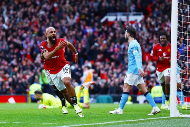 Bryan Mbeumo of Manchester United, ManU celebrates scoring the opening goal Manchester United v Manchester City, Premier League, Football, Old Trafford, Manchester, UK - 17 Jan 2026Manchester Old Trafford United Kingdom EDITORIAL USE ONLY No use with unauthorised audio, video, data, fixture lists, club league logos or live services. Online in-match use limited to 120 images, no video emulation. No use in betting, games or single club league player publications.  Copyright: xMattxWest Shutterstockx 16347907ai