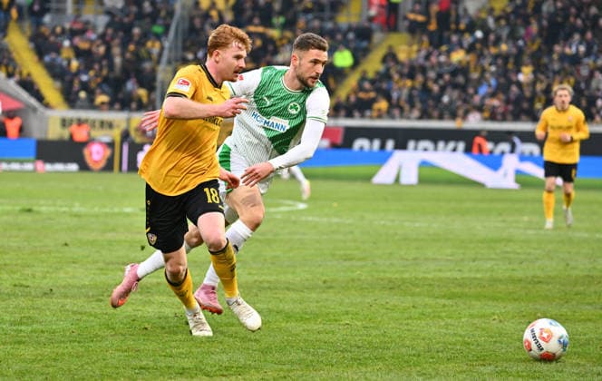 17 01 2026 Soccer Season 2025 2026 2 Soccer Bundesliga 18 Matchday SG Dynamo Dresden SGD SpVgg Greuther Fürth SGF Kleeblatt Sportfoto Zink xwoxzix DFL regulations prohibit any use of photographs as image sequences and or quasi video only for editorial use Robert Wagner 18, SG Dynamo Dresden SGD Dennis Srbeny 7, SpVgg Greuther Fürth