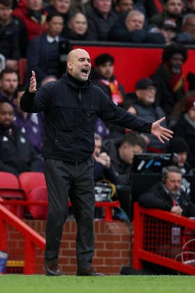 Manchester United, ManU v Manchester City - Premier League Pep Guardiola, Manager of Manchester City on the side line during the Premier League match between Manchester United and Manchester City at Old Trafford on January 17, 2026 in Manchester, England. WARNING! This Photograph May Only Be Used For Newspaper And Or Magazine Editorial Purposes. May Not Be Used For Publications Involving 1 player, 1 Club Or 1 Competition Without Written Authorisation From Football DataCo Ltd. For Any Queries, Please Contact Football DataCo Ltd on +44 (0) 207 864 9121 Manchester Old Trafford England United Kingdom Copyright: xAllstarxPicturexLibraryxLtdx