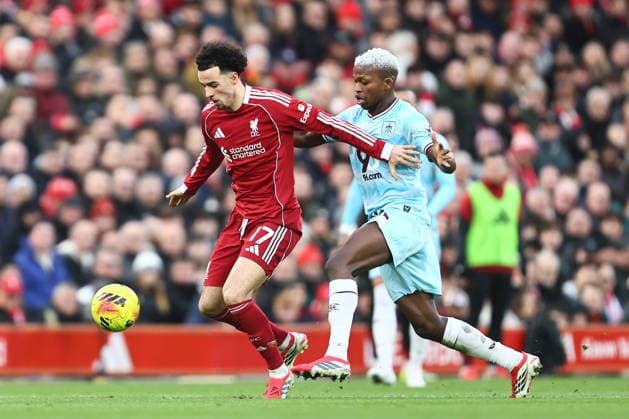 Curtis Jones of Liverpool and Florentino Luis of Burnley Liverpool v Burnley, Premier League, Football, Anfield, Liverpool, UK - 17 Jan 2026Liverpool Anfield United Kingdom EDITORIAL USE ONLY No use with unauthorised audio, video, data, fixture lists, club league logos or live services. Online in-match use limited to 120 images, no video emulation. No use in betting, games or single club league player publications.  Copyright: xPhilxOldham Shutterstockx 16348122u