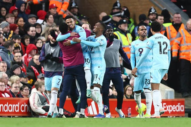 Marcus Edwards of Burnley celebrates scoring their sides first goal Liverpool v Burnley, Premier League, Football, Anfield, Liverpool, UK - 17 Jan 2026Liverpool Anfield United Kingdom EDITORIAL USE ONLY No use with unauthorised audio, video, data, fixture lists, club league logos or live services. Online in-match use limited to 120 images, no video emulation. No use in betting, games or single club league player publications.  Copyright: xPhilxOldham Shutterstockx 16348122aj